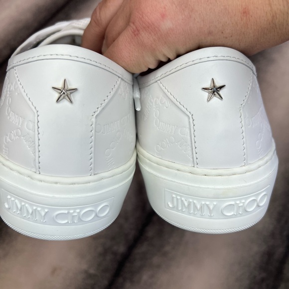 Jimmy Choo Aidan Leather Embossed Jimmy Choo Star Logo Sneakers - Picture 4 of 12